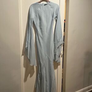 ASOS Light Blue Long Sleeve Mermaid Gown